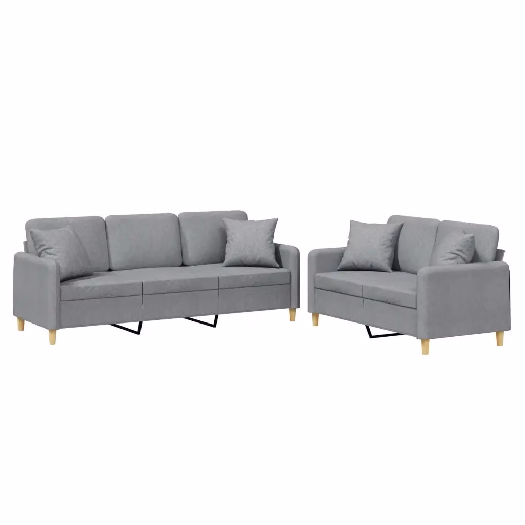 Set di 2 divani moderni vidaXL in tessuto grigio con cuscini inclusi – 2