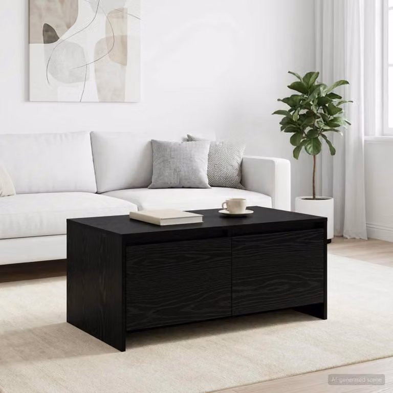 vidaXL Tavolino da salotto moderno in legno e MDF, Rovere e Nero, L 90 x P 50 x H 41.5 cm