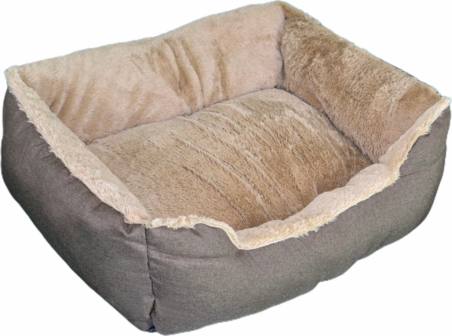 Cuccia per cani, cuscino per cani effetto lino, lettino per cani, bordi rialzati, fondo antiscivolo, rettangolare 110 L x 75 L x 27 P cm, marrone