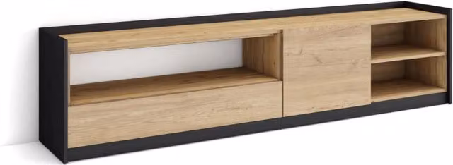 Mobile TV Soggiorno, 207x50x37 cm, Per TV fino a 80", Mobile Soggiorno, Rovere e nero
