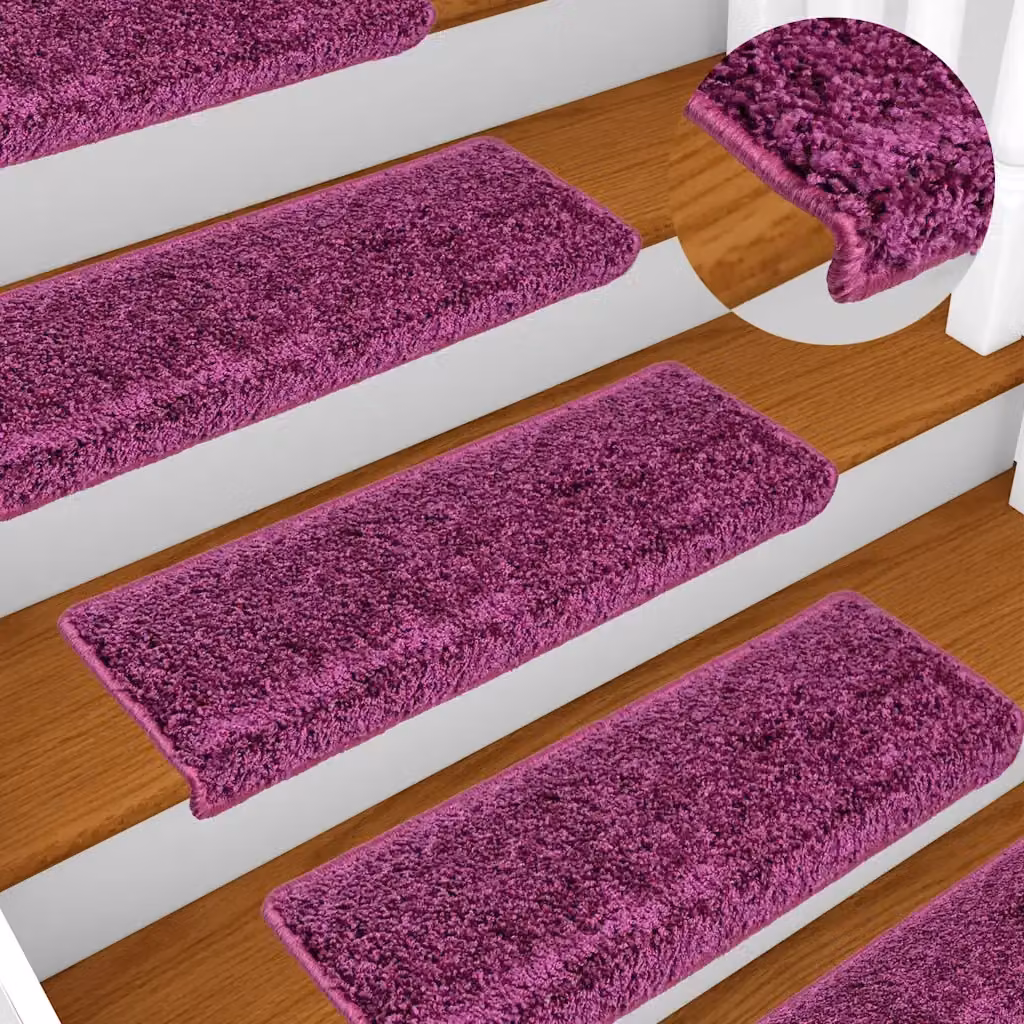 Set di 30 tappetini per scale antiscivolo e fonoassorbenti vidaXL in polipropilene, colore viola, forma rettangolare, L: 65 cm, P: 40 cm, H: 21 cm – 2
