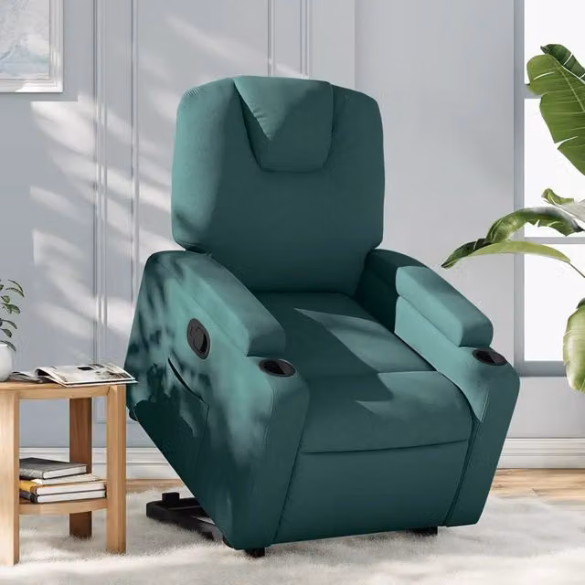Divano Sedia-Poltrona Alzapersona Reclinabile Verde Scuro in Tessuto 930299