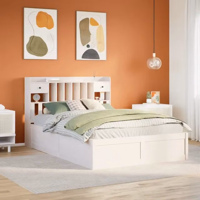 Letto senza Materasso Bianco 140x190 cm Legno Massello di Pino 3323507