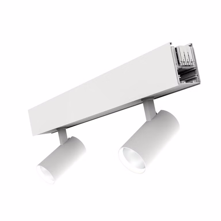 The Light Group SLC faretto LED Click, bianco, a 2 luci, lunghezza 56 cm, CCT, DALI dimmerabile, Bianco / Opale, Soggiorno / Sala da pranzo, Alluminio, Moderno