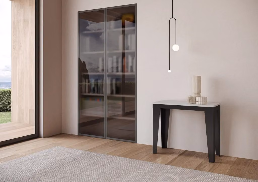 Consolle Allungabile GIORDANOSHOP in Nobilitato Bianco Opaco L/P/H: 90-300 x 40 x 77 cm – 2