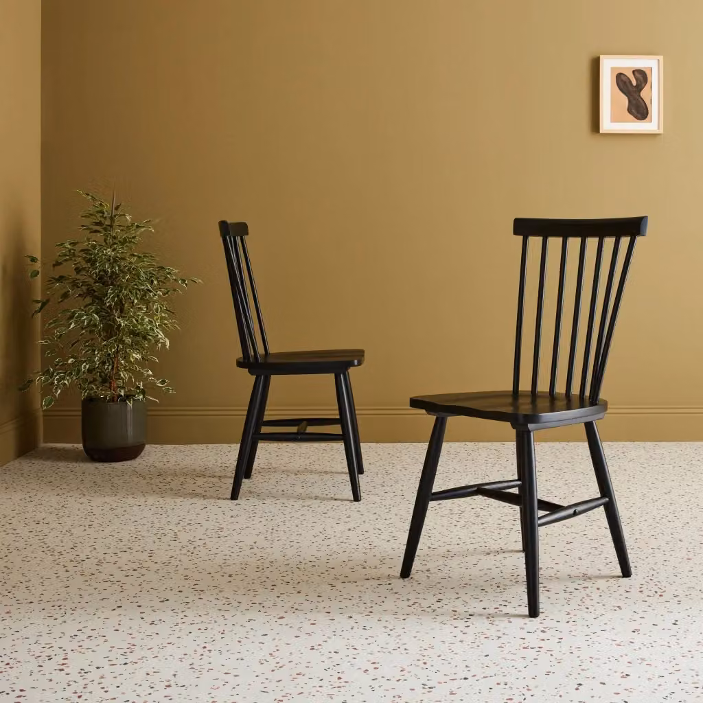Set di 2 sedie da pranzo impilabili Sweeek in legno e metallo stile scandinavo, nero opaco – 2