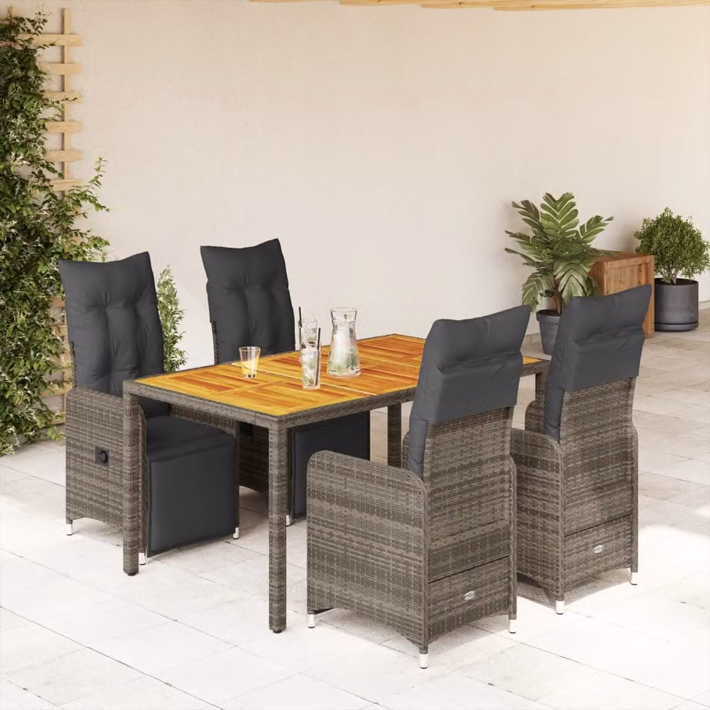 Maison Exclusive - Set da giardino bistrot 5 pezzi con cuscini grigio in polyrattan
