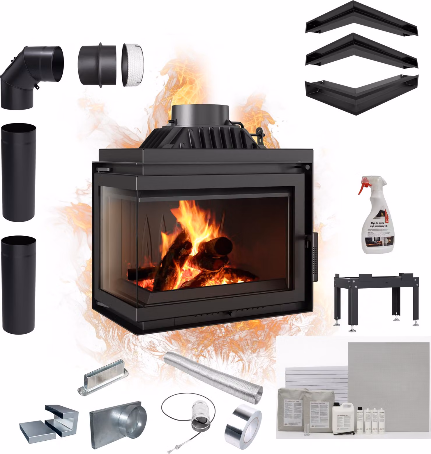 Inserto per caminetto in ghisa KRATKI SIMPLE sinistro 8 kW Ø 200