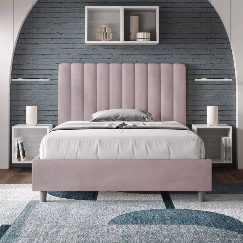 Letto imbottito con contenitore Agueda Ityhome, colore Glicine, L/P/H: 120 x 200 cm – 2