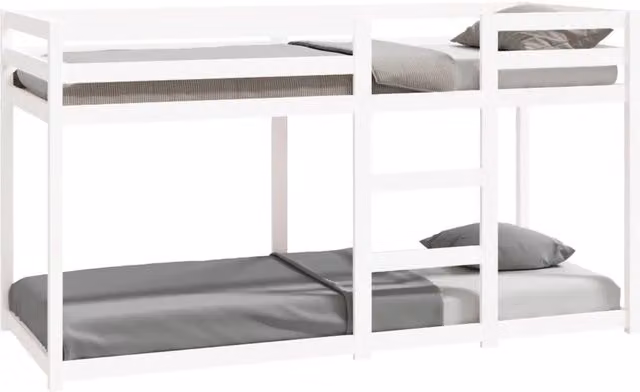 Letto singolo | Letto per adulti | Letto a Castello Bianco 80x200 cm in Legno Massello di Pino