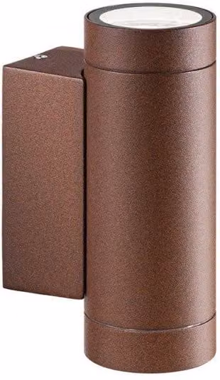Applique da esterno Gea Tube con vetro trasparente e finitura marrone, illuminazione up/down per giardino e terrazza, IP54
