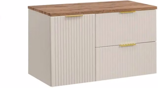 Set da bagno NOXERA 100 cm – Marrone congo e quercia wotan – piano per lavabo