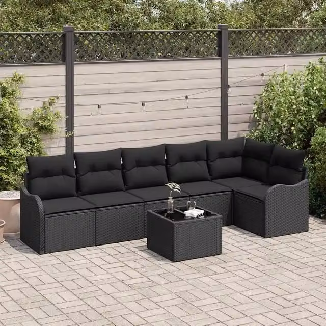 Set Divano da Giardino 7 pz Beige polyrattan 3354402