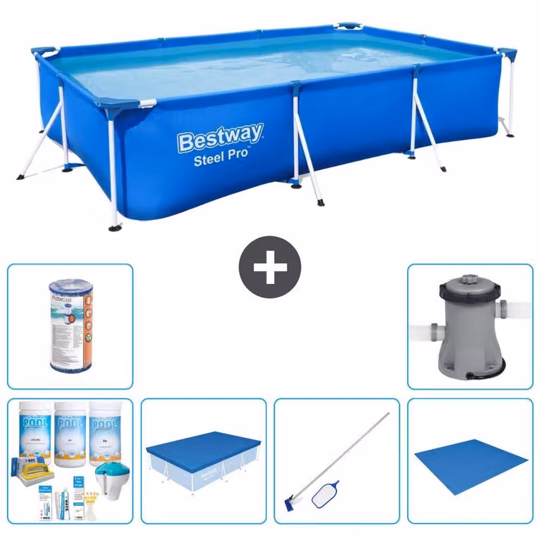 Bestway Steel Pro, piscina rettangolare - 300x201x66 cm - 7 pezzi - Modello S22246