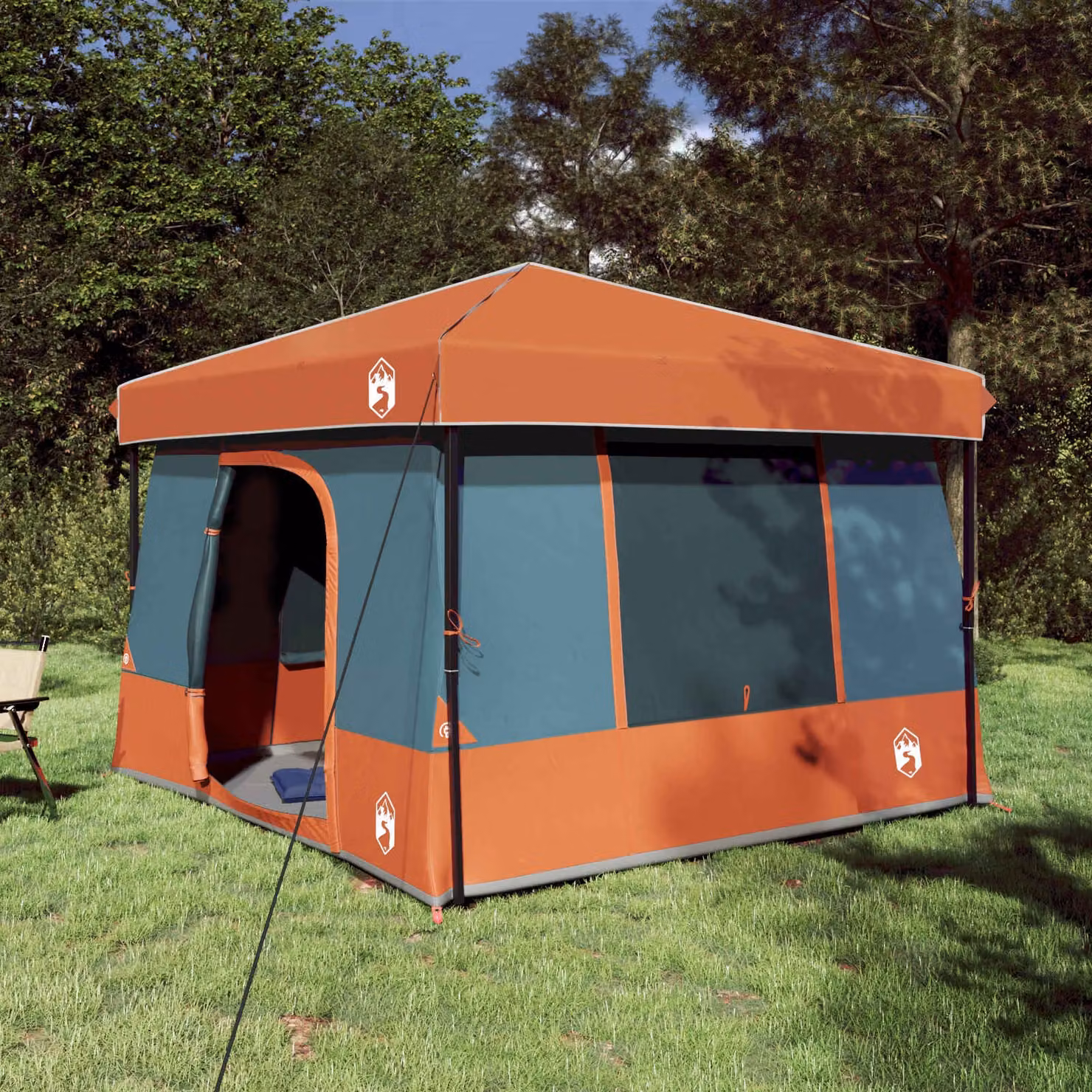 Set di 2 tende da campeggio vidaXL per 6 persone in poliestere color grigio e arancione