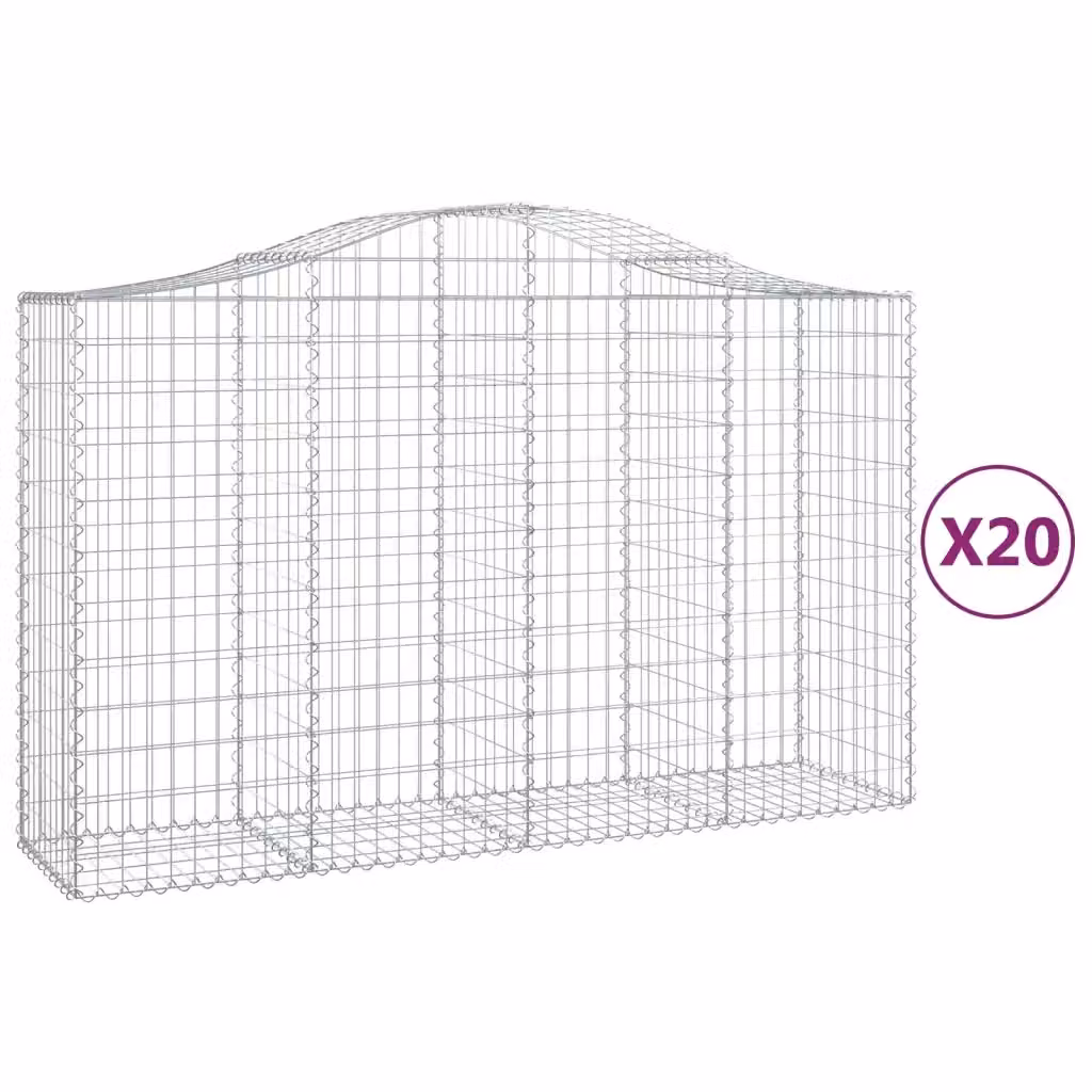 Set di 20 Cesti Gabbioni ad Arco Videx in Acciaio Zincato Colore Argento L: 200 cm, P: 50 cm, H: 120/140 cm – 2
