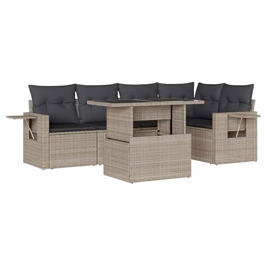 Set Divano da Giardino a L vidaXL con Tavolino in Vetro e 6 Cuscini Antracite – 2