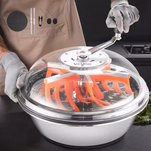 VEVOR Tagliafoglie Manuale a Ciotola con Lama in Acciaio Inox, Taglierina Rotante per Fiori e Foglie, Colore Argento, Diametro: 42 cm