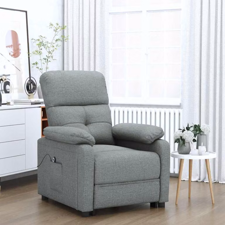Poltrona elettrica reclinabile vidaXL in tessuto grigio con braccioli e struttura moderna
