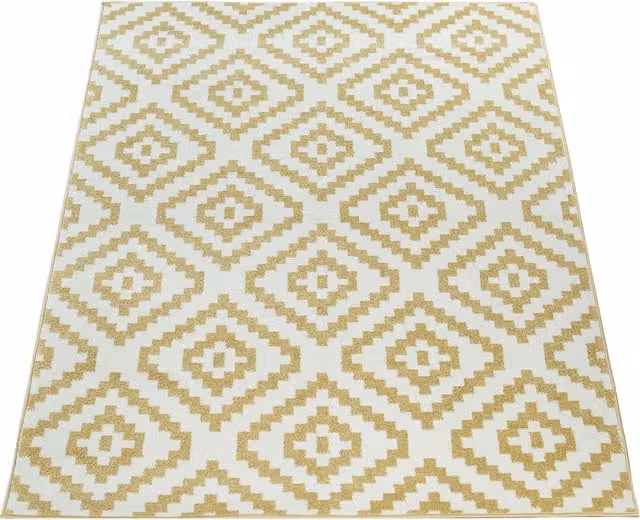 Tappeto moderno Bella giallo e bianco stile etnico L: 280 cm, P: 200 cm