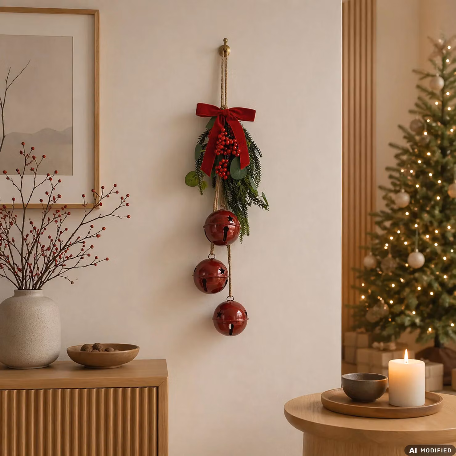 Vestiamo Casa Gran Natale Appendino Natalizio con Campanelli Decorativi Rosso H: 62 cm – 2