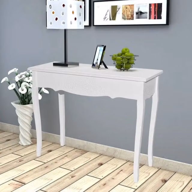 Tavolo Consolle da Trucco Moderno vidaXL Bianco in Legno e MDF – 1