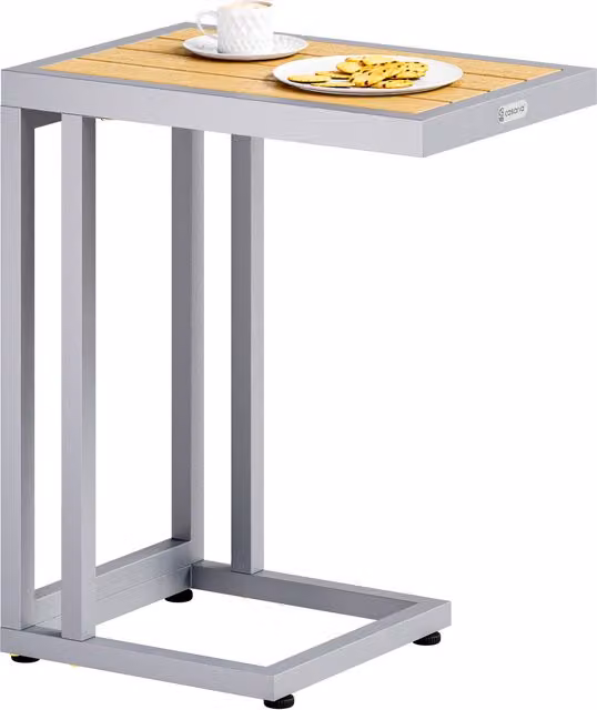 Tavolino Casaria in WPC per giardino e soggiorno, L: 65,5 cm, P: 50 cm, H: 40 cm