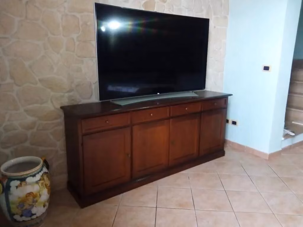 Madia credenza in legno con 4 porte tinta noce Mobili 2G L: 205 cm, P: 42 cm, H: 86 cm – 2