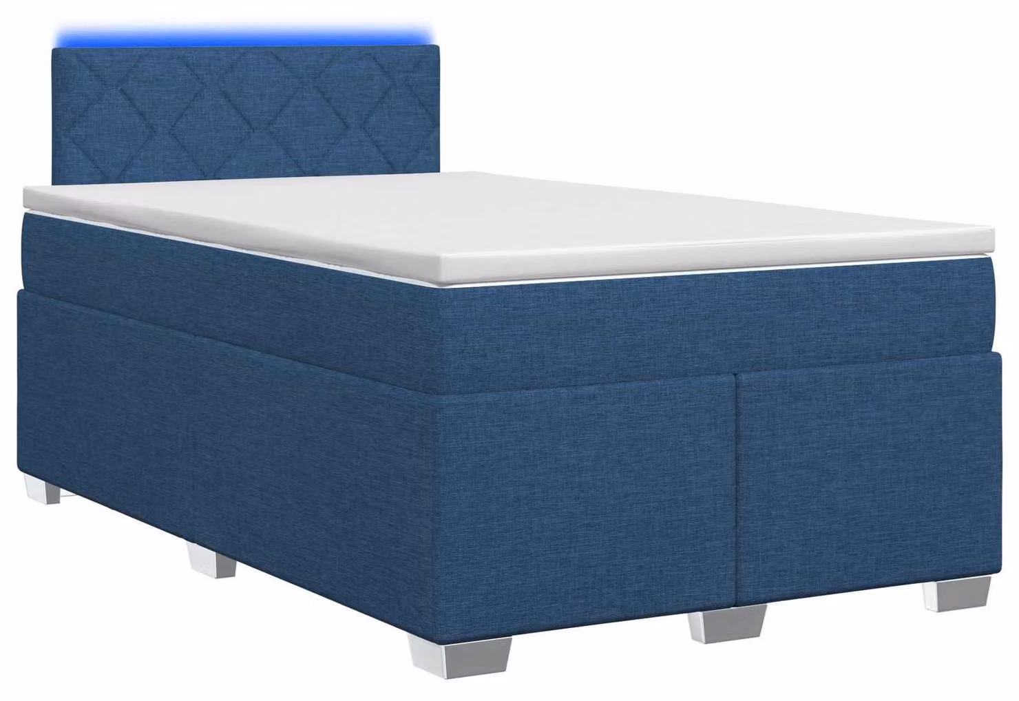 Letto con rete a molle, materasso e illuminazione LED blu, dimensioni 120 x 200 cm, rivestito in tessuto