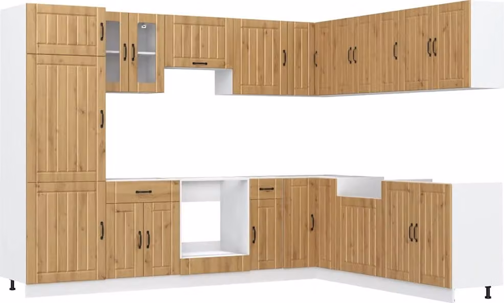Set Mobili da Cucina 14 pz Lucca Rovere Artigianale Truciolato