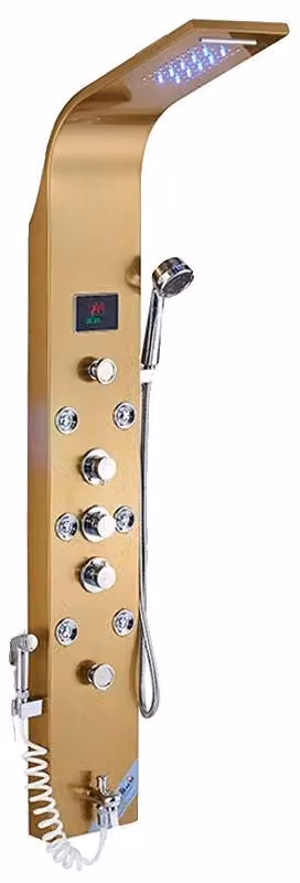 Pannello doccia, display LED per la temperatura, design multifunzione, modello Gold 8009