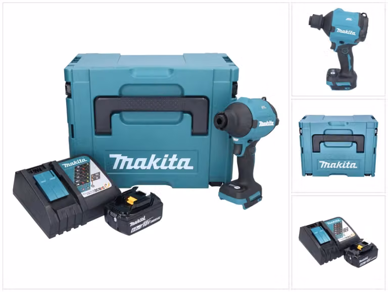 Makita DAS180RG1J 18V soffiatore a batteria senza spazzole + 1x batteria 6.0Ah + caricatore + valigetta Makpac