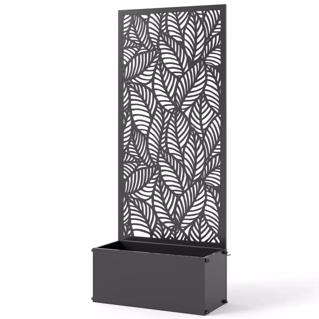 Fioriera con grigliato frangivento XYLO in metallo nero per piante rampicanti, L: 45 cm, P: 21,5 cm, H: 110 cm – 2