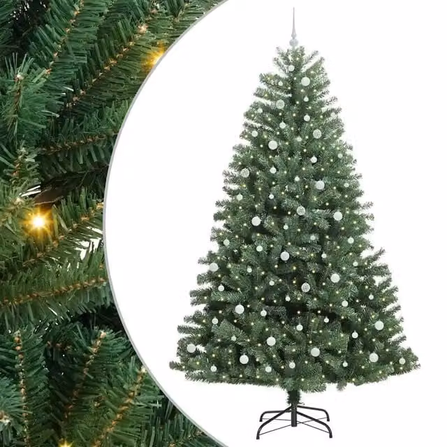 Albero di Natale Artificiale-Albero Natalizio con Rami Pieghevoli Verde 240 cm 655512
