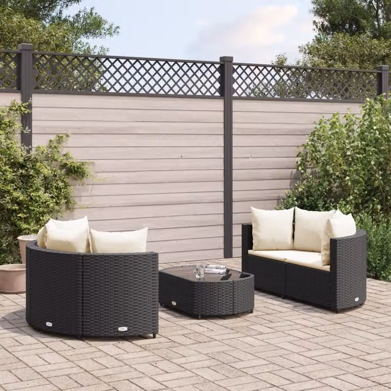 Maison Exclusive - Set divani da giardino 5 pezzi con cuscini in poly rattan nero
