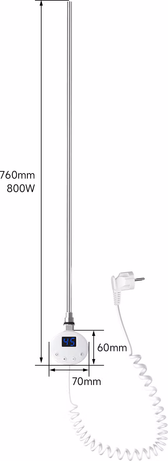 SONNI 800W Bianco portasciugamani elettrico Barra di controllo della temperatura Termostato tubo di riscaldamento intelligente Display LED Termostato portasciugamani