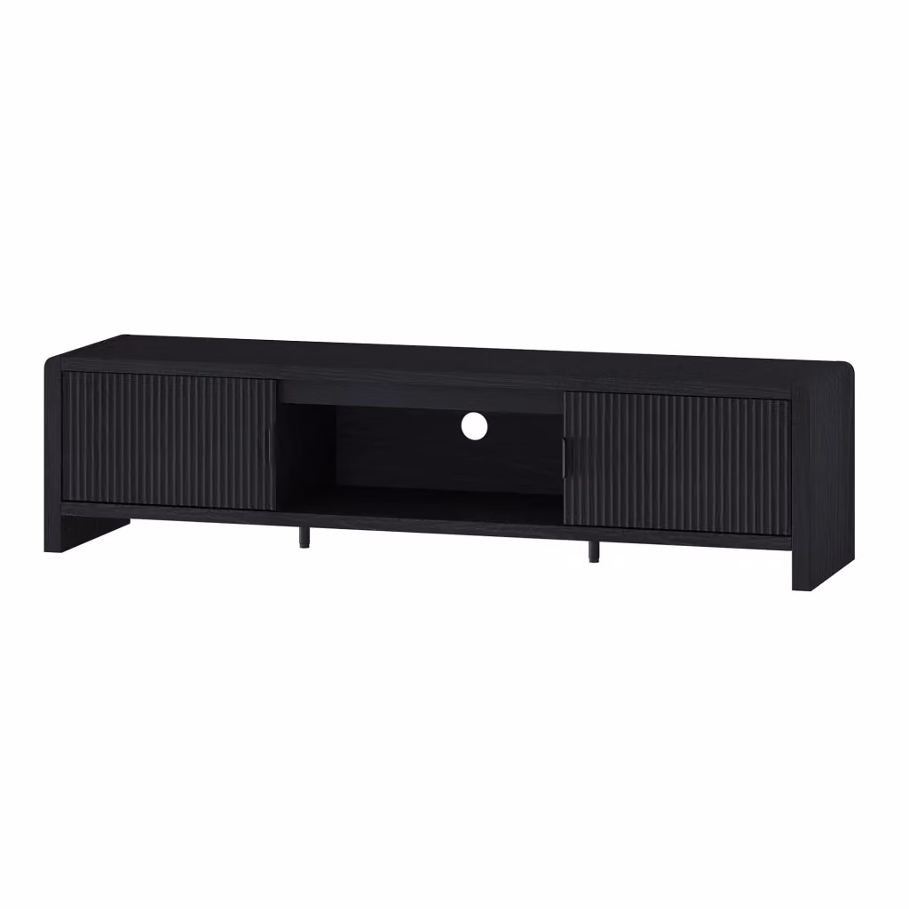 Mobile TV Lukkodso en.casa con 2 ante e vano centrale aperto, effetto legno nero, L 150 x P 40 x H 40 cm – 2