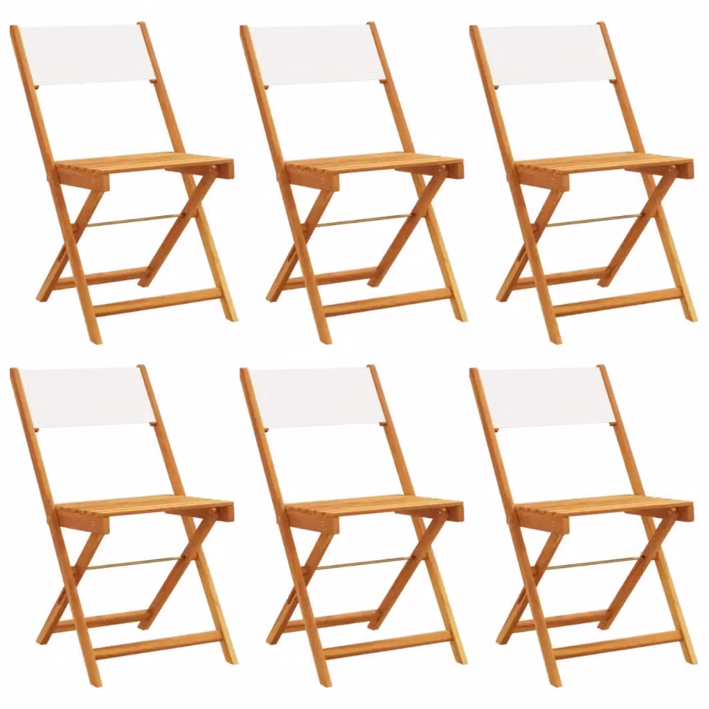 Set di 6 sedie pieghevoli da giardino vidaXL in legno di acacia oliato e tessuto beige resistente ai raggi UV con braccioli – 2