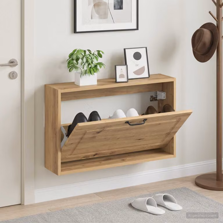 Mobiletto per scarpe da muro vidaXL UTRECHT moderno in legno e metallo, L: 71 cm, P: 17 cm, H: 43 cm