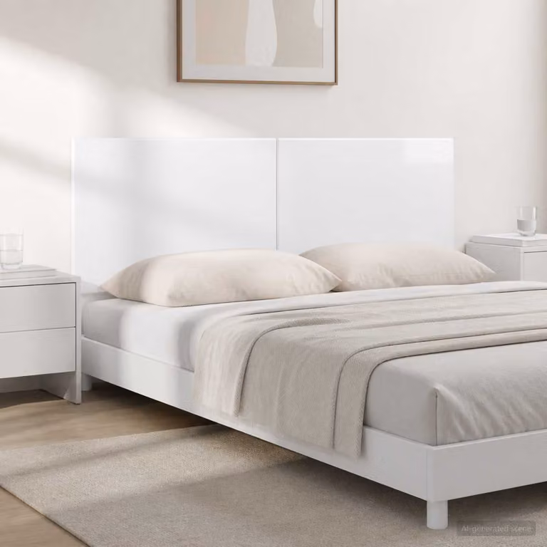 Testiera da muro vidaXL BREDA in legno ingegnerizzato bianco lucido L: 142 cm, H: 50 cm, P: 3 cm