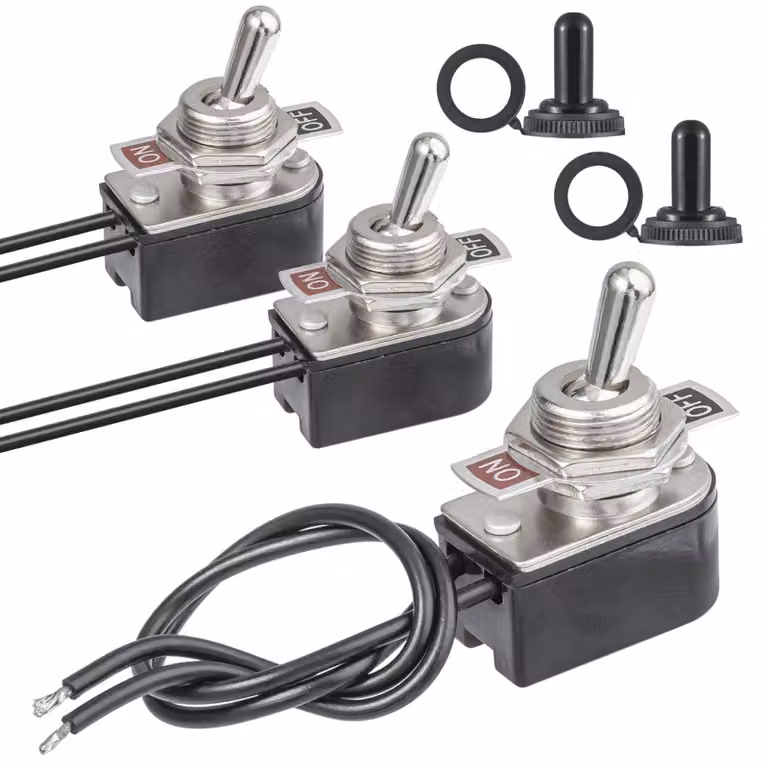 Interruttore a levetta, 2 poli, 6A/125VAC, 3A/250VAC, impermeabile, confezione da 2
