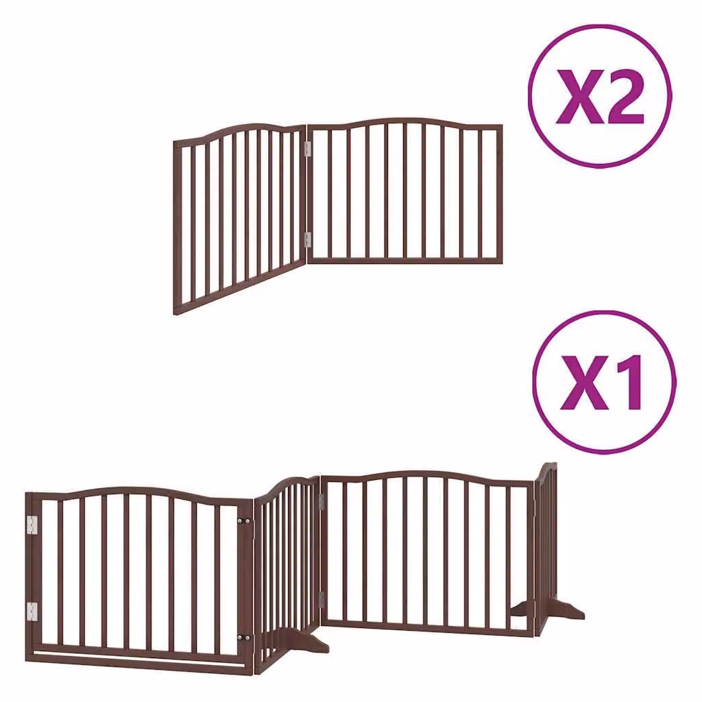 Cancello Cani Porta Pieghevole Marrone 8 Pannelli 640cm Pioppo