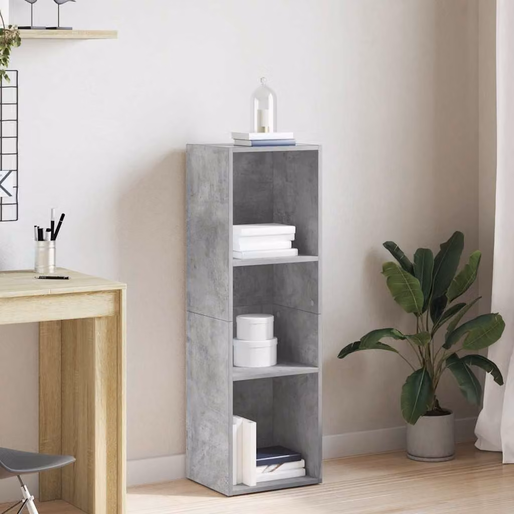 Libreria e Mobile TV vidaXL in Legno Multistrato e MDF, Grigio, L 36 cm x P 30 cm x H 114 cm