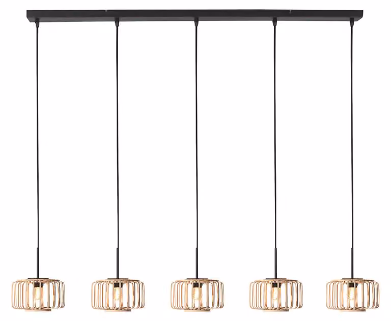 Lampada a sospensione - naturale nero - HaloSwap - bambù metallo - grande lampada da tavolo da pranzo - E27 - 4527ZW - Steinhauer
