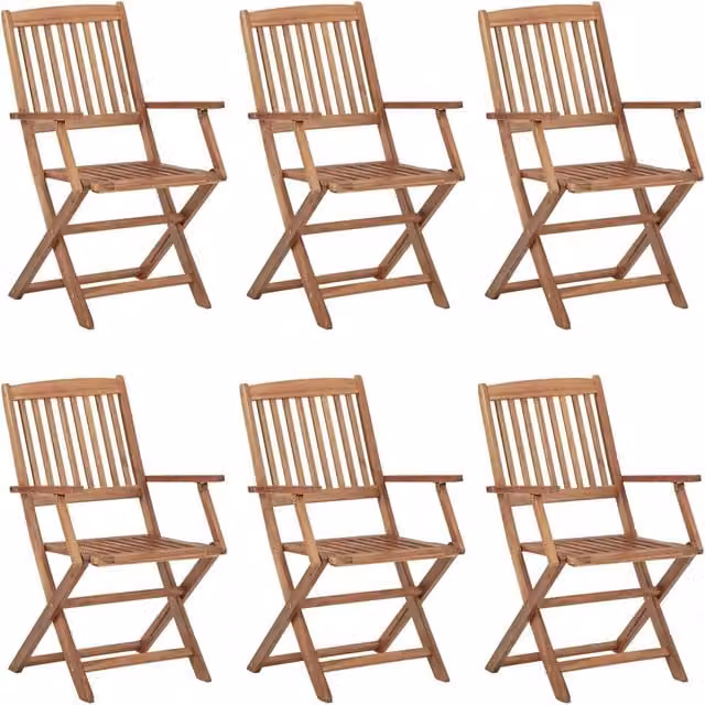Sedie Pieghevoli 6 pz con Cuscini Massello Acacia 3074962