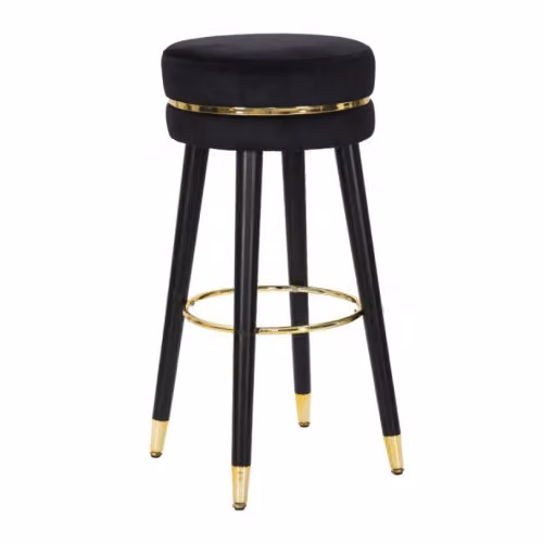 Sgabelli Alti SGABELLO BAR PARIS NERO/GOLD CM Ø 35X74 Mauro Ferretti