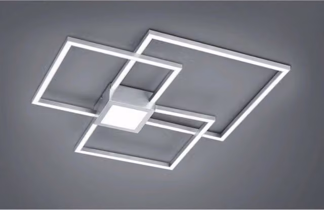 Plafoniera Hydra 3 Quadrati Led 38w Nichel L65 cm Dimmerabile Trio Lighting
