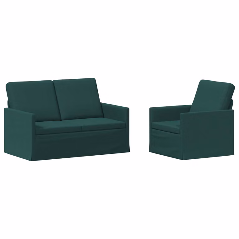 Set di 2 divani moderni vidaXL in tessuto verde con struttura in metallo per il tuo soggiorno