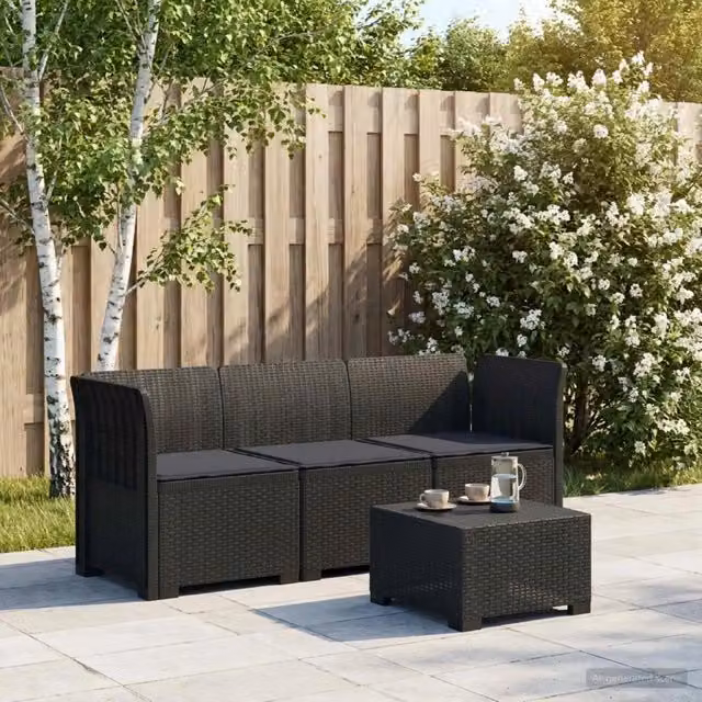Divano da esterno-Divano da Giardino 3 posti con cuscini in look rattan PP 955894