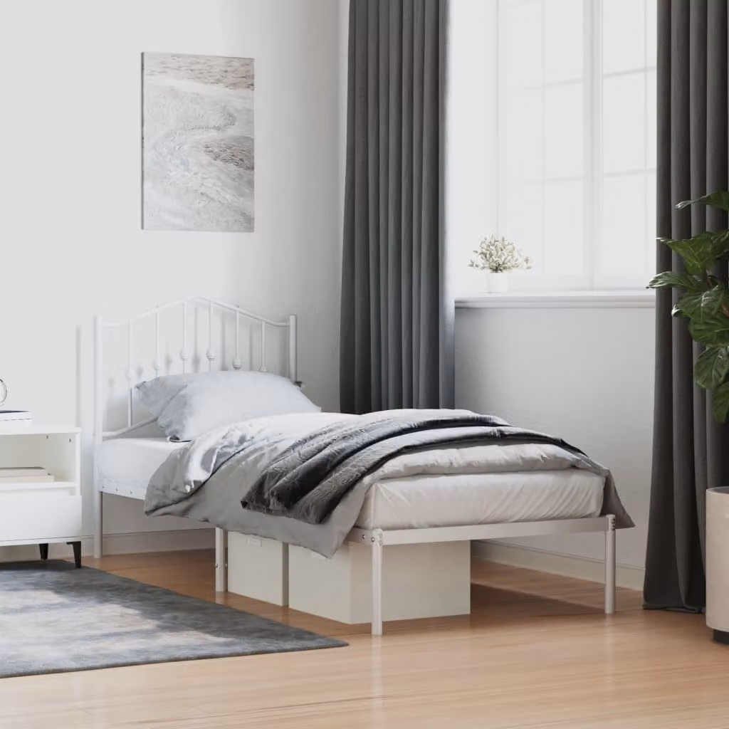 Giroletto con testiera in metallo bianco vidaXL 90x190 cm